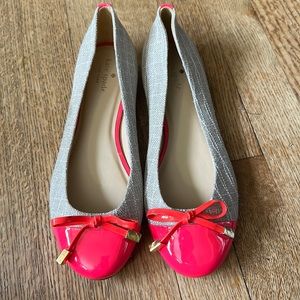 Women's Kate Spade Linen/Pink Patent Cap Toe Flats, Size 8.5 Medium